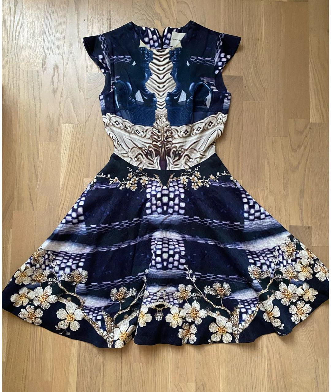 MARY KATRANTZOU Темно-синее вискозное коктейльное платье, фото 6