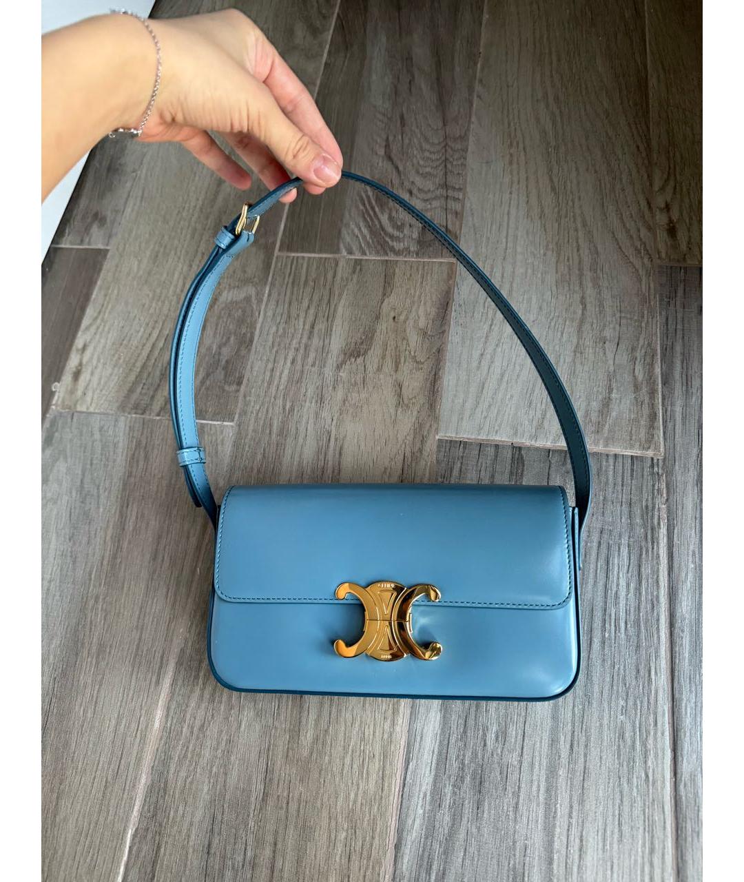 CELINE PRE-OWNED Голубая сумка через плечо из лакированной кожи, фото 2