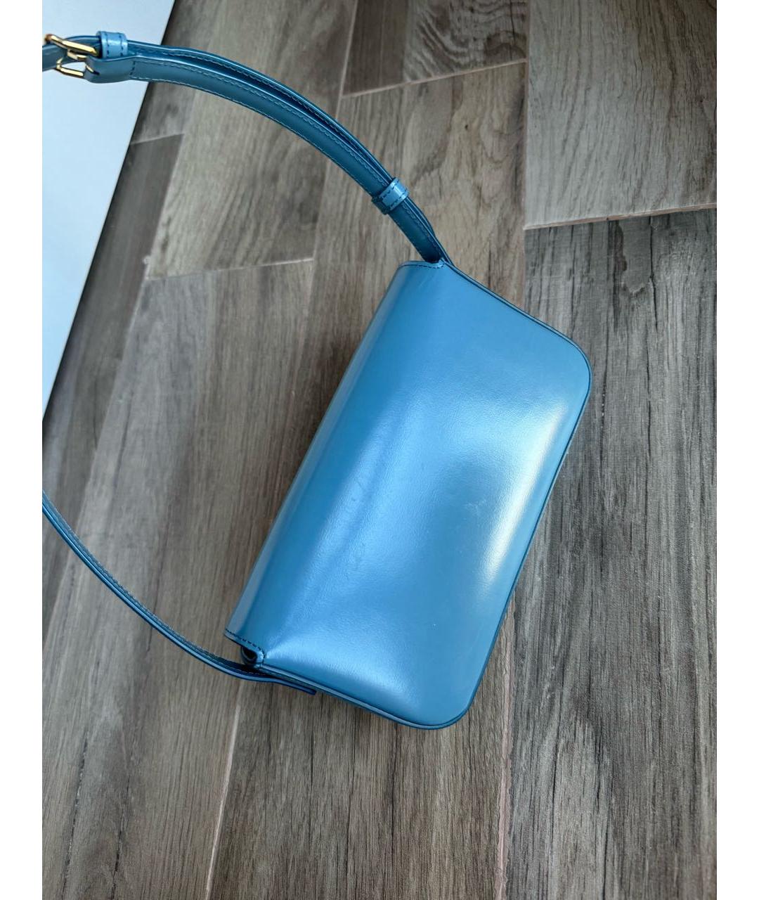 CELINE PRE-OWNED Голубая сумка через плечо из лакированной кожи, фото 3