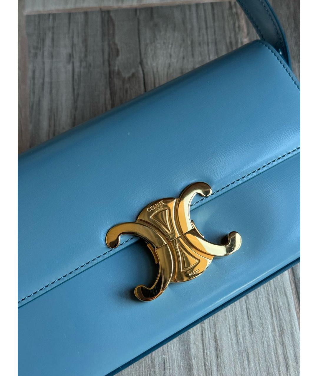CELINE PRE-OWNED Голубая сумка через плечо из лакированной кожи, фото 5