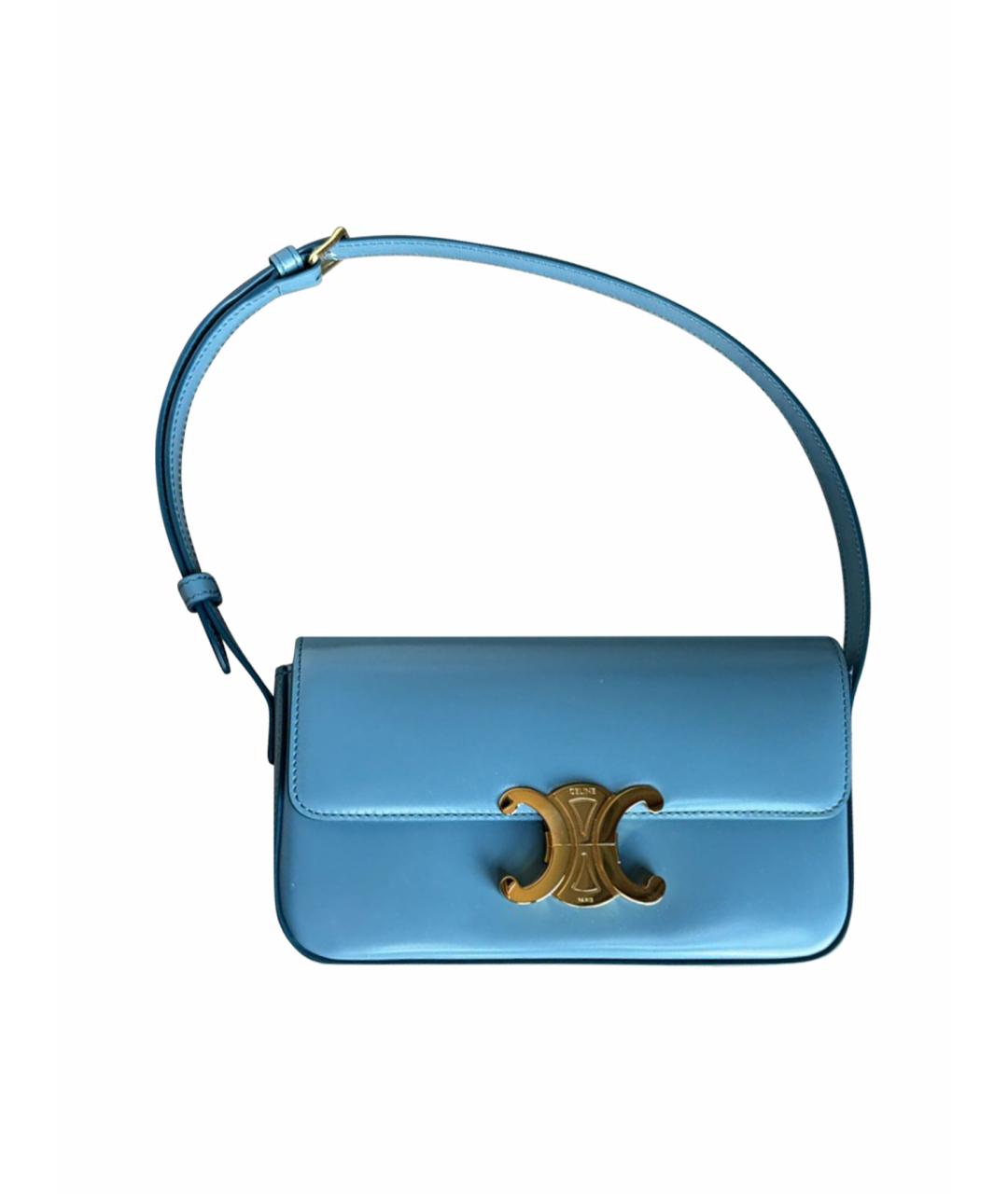 CELINE PRE-OWNED Голубая сумка через плечо из лакированной кожи, фото 1