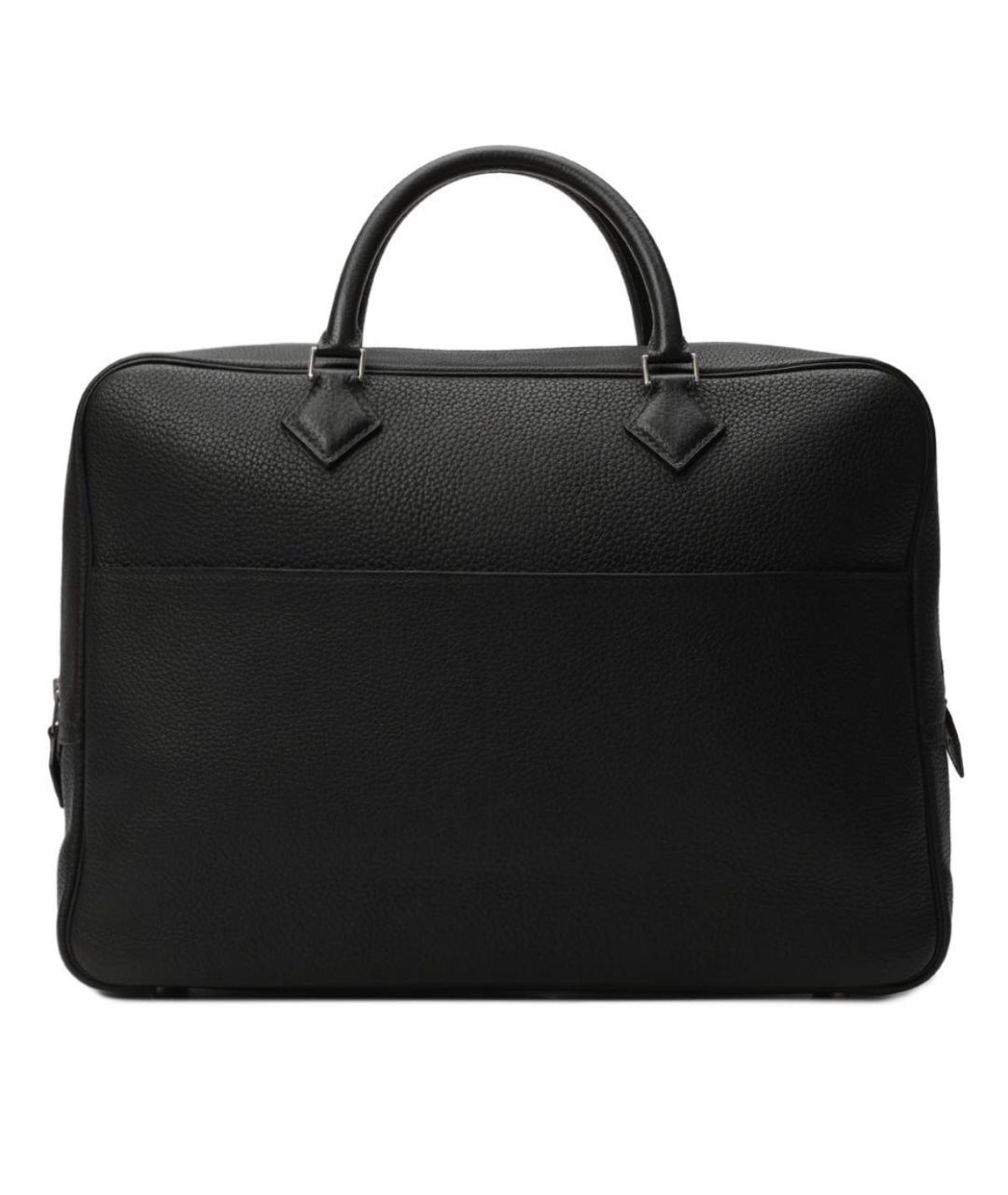 HERMES Черный кожаный портфель, фото 1