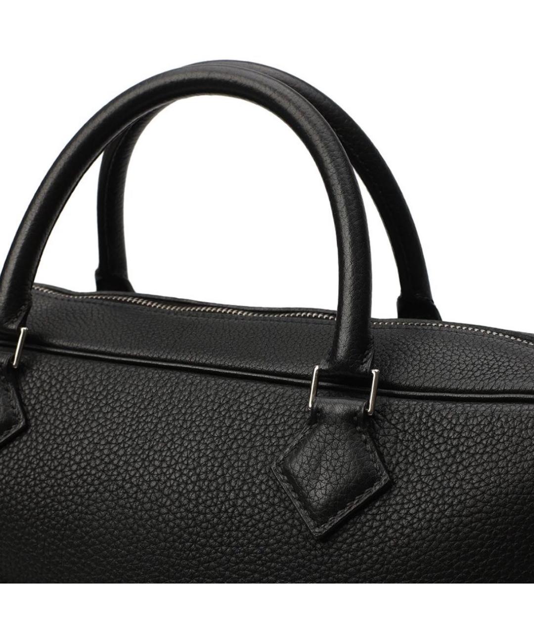 HERMES Черный кожаный портфель, фото 5
