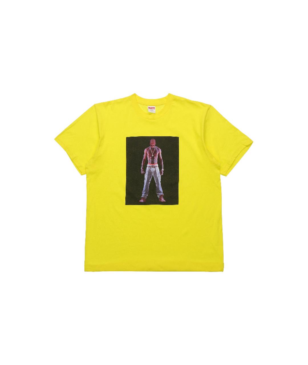 SUPREME Желтая хлопковая футболка, фото 1