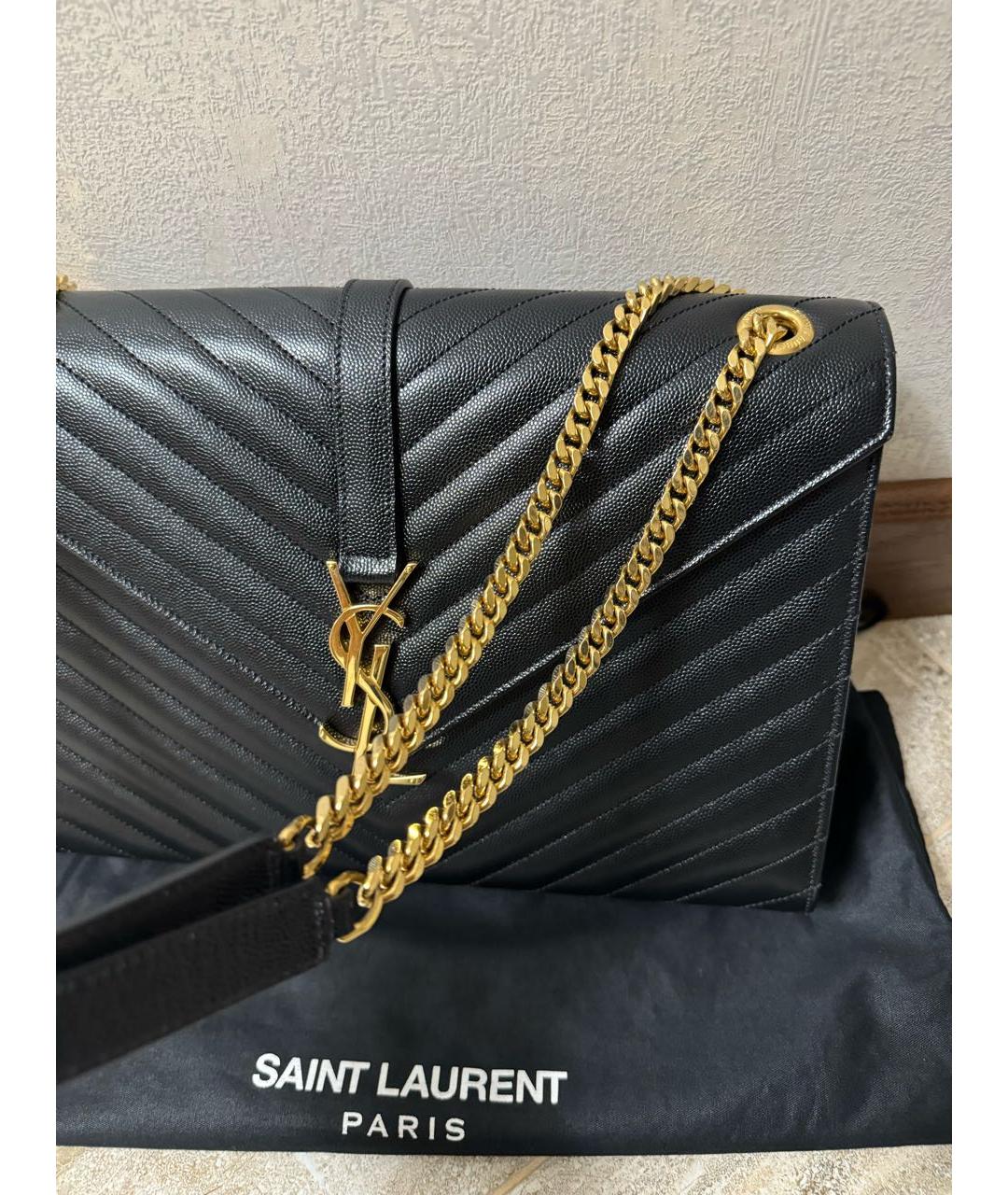 SAINT LAURENT Черная кожаная сумка через плечо, фото 6