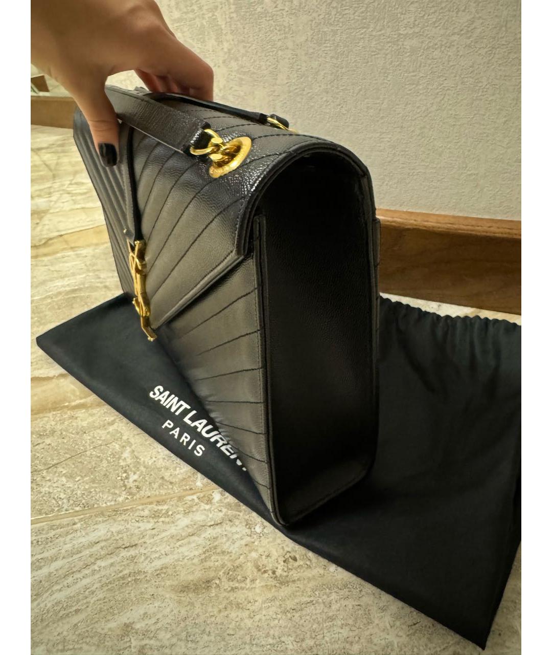 SAINT LAURENT Черная кожаная сумка через плечо, фото 2