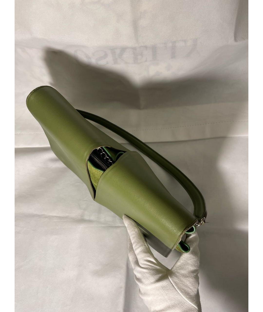 JIL SANDER Зеленая кожаная сумка с короткими ручками, фото 6