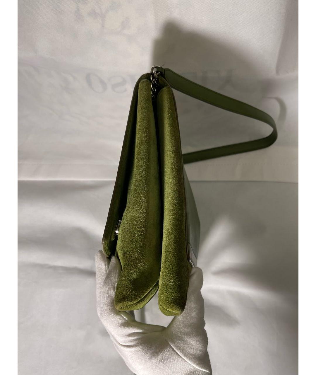 JIL SANDER Зеленая кожаная сумка с короткими ручками, фото 4