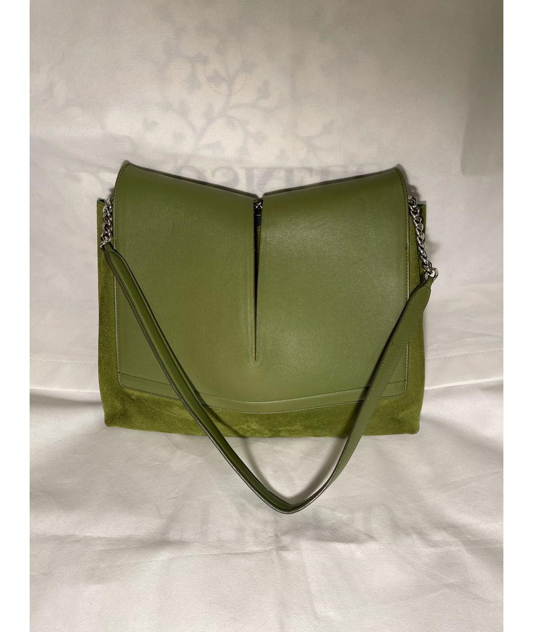 JIL SANDER Зеленая кожаная сумка с короткими ручками, фото 2