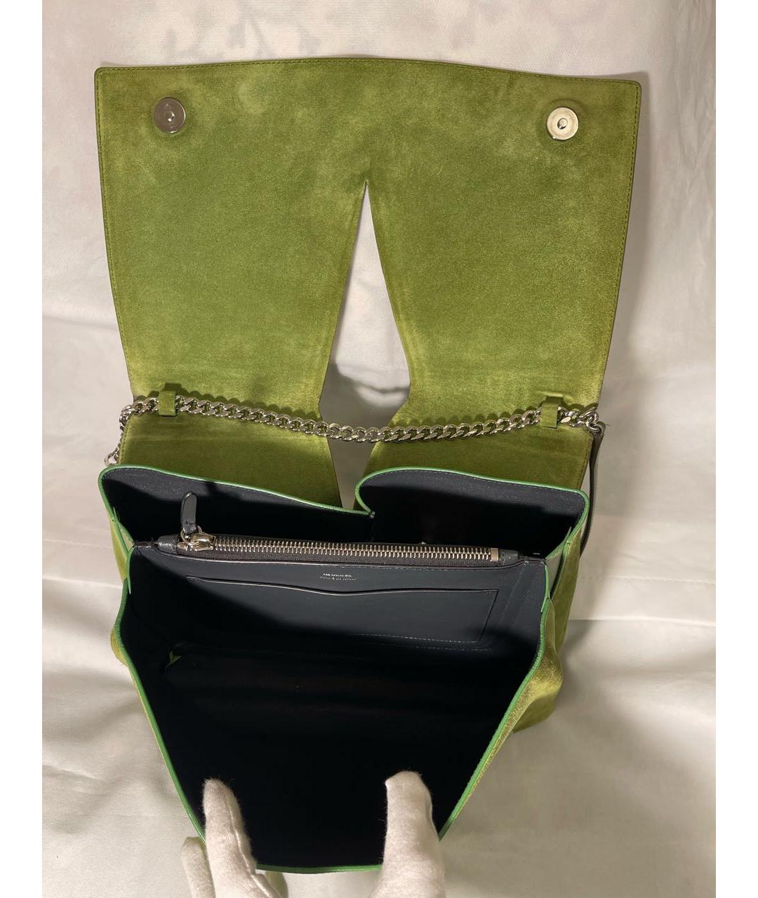 JIL SANDER Зеленая кожаная сумка с короткими ручками, фото 7