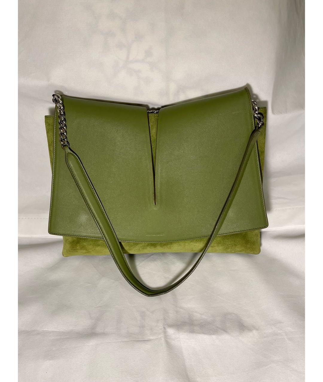 JIL SANDER Зеленая кожаная сумка с короткими ручками, фото 9