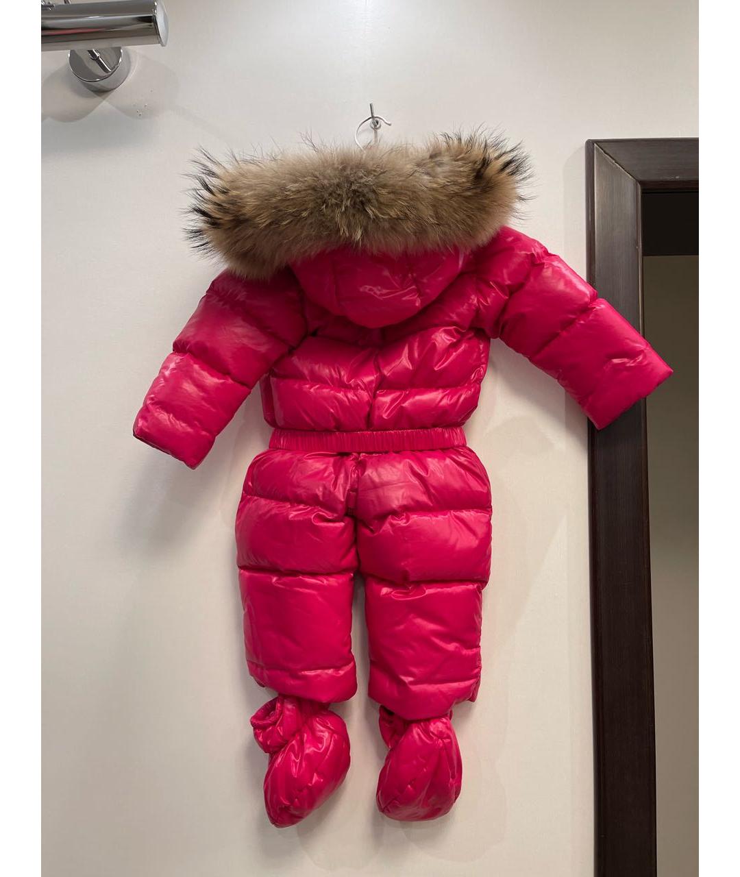 MONCLER KIDS Розовый полиэстеровый комбинезон, фото 2