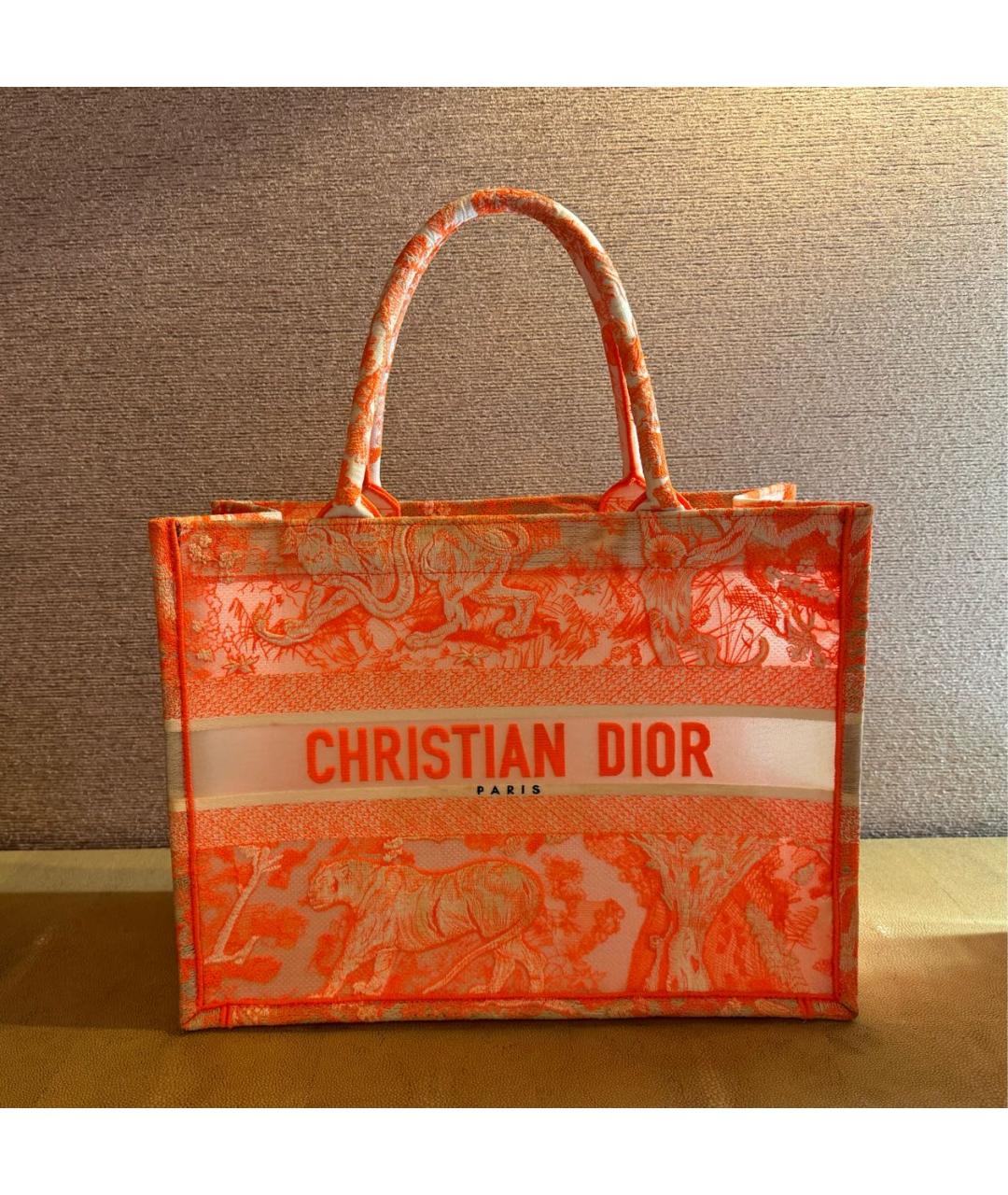 CHRISTIAN DIOR PRE-OWNED Оранжевая тканевая сумка тоут, фото 9
