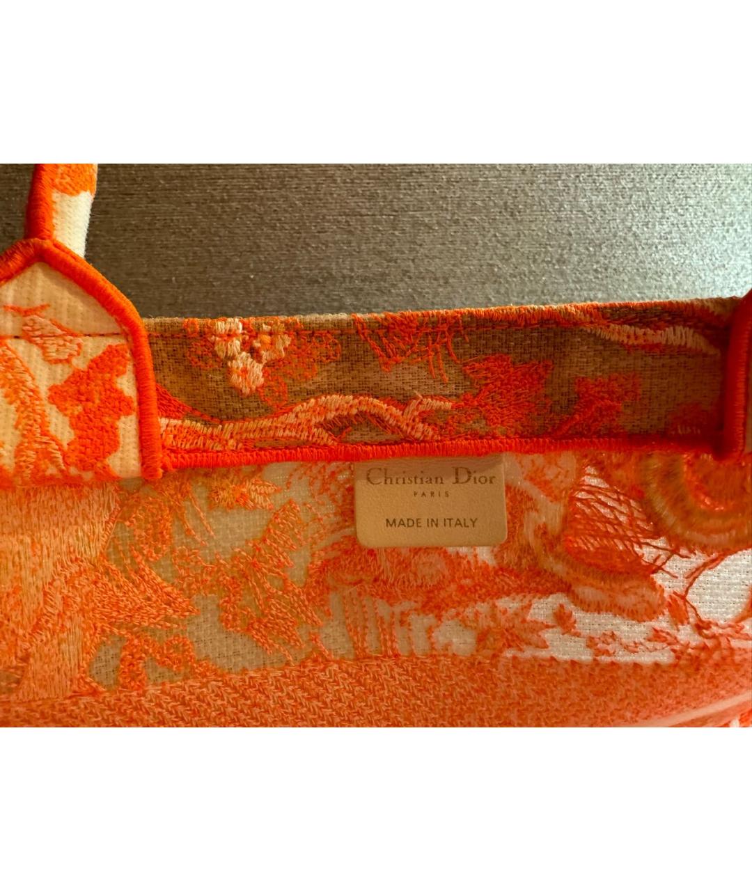 CHRISTIAN DIOR PRE-OWNED Оранжевая тканевая сумка тоут, фото 6