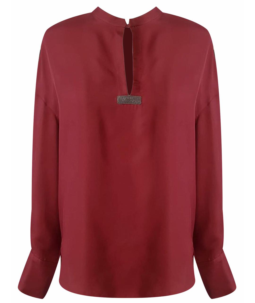 BRUNELLO CUCINELLI Бордовая шелковая блузы, фото 1