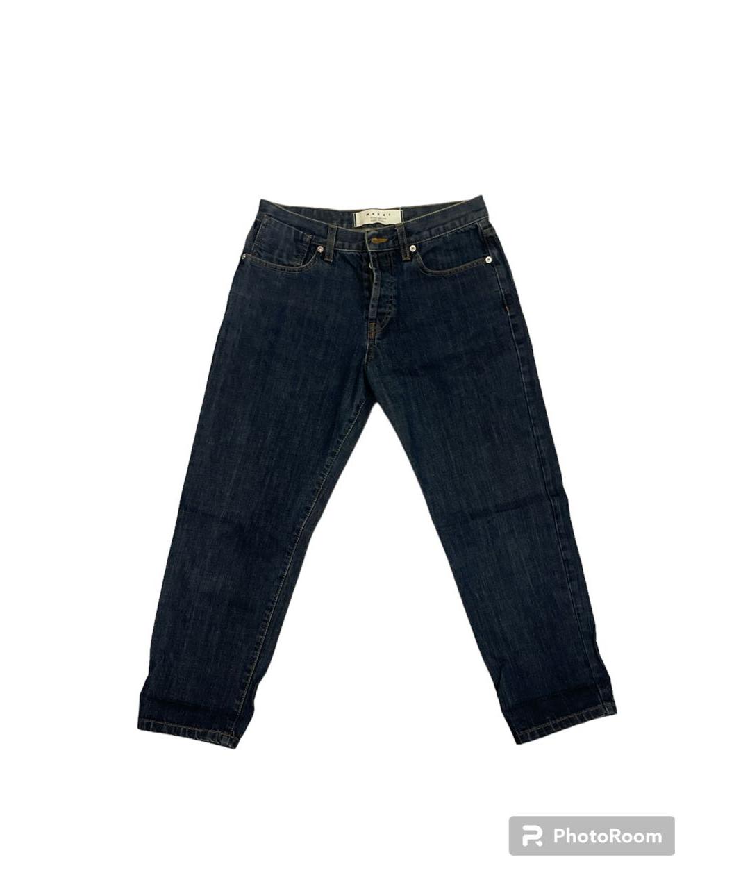 MARNI Темно-синие хлопковые прямые джинсы, фото 2