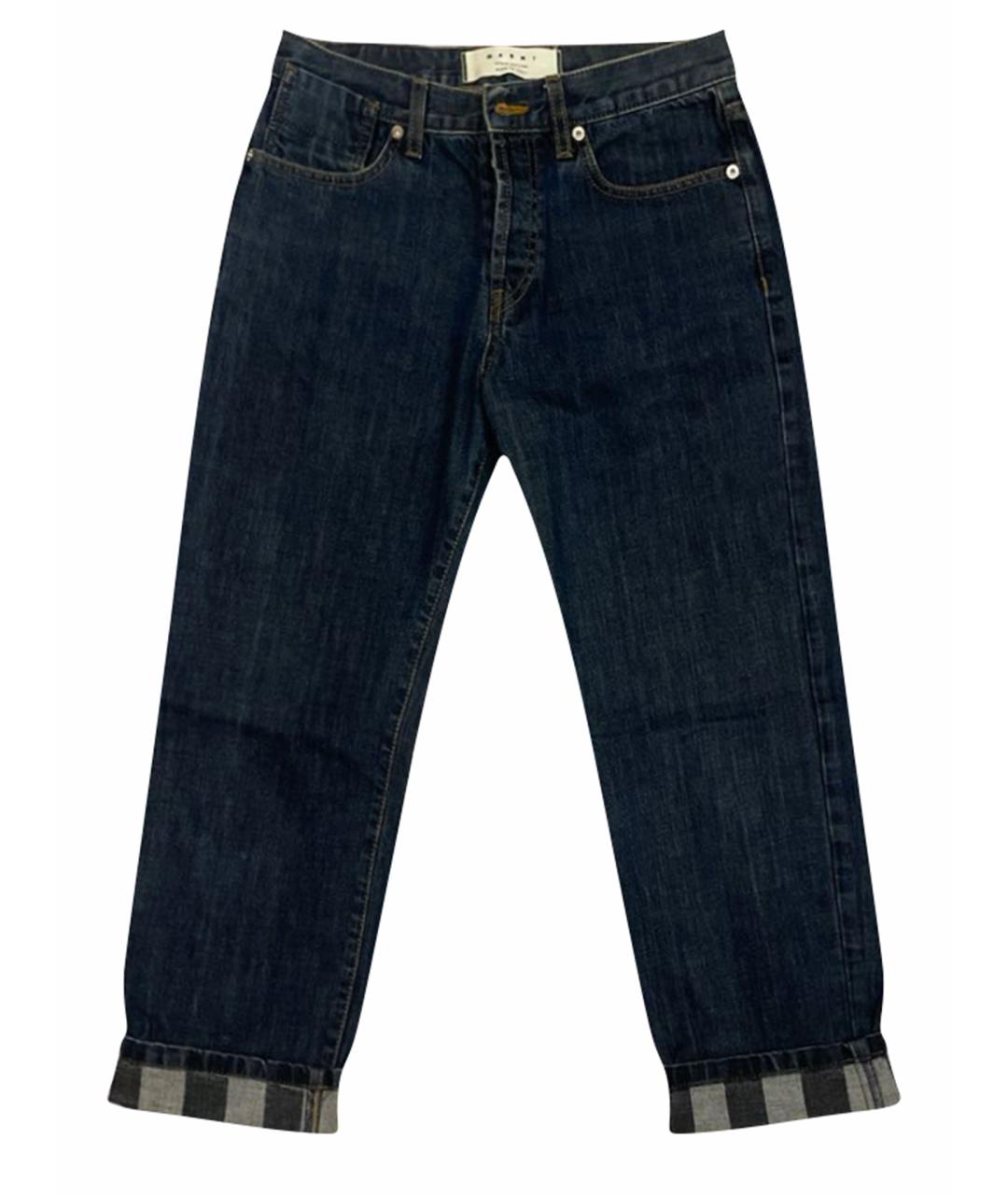 MARNI Темно-синие хлопковые прямые джинсы, фото 1