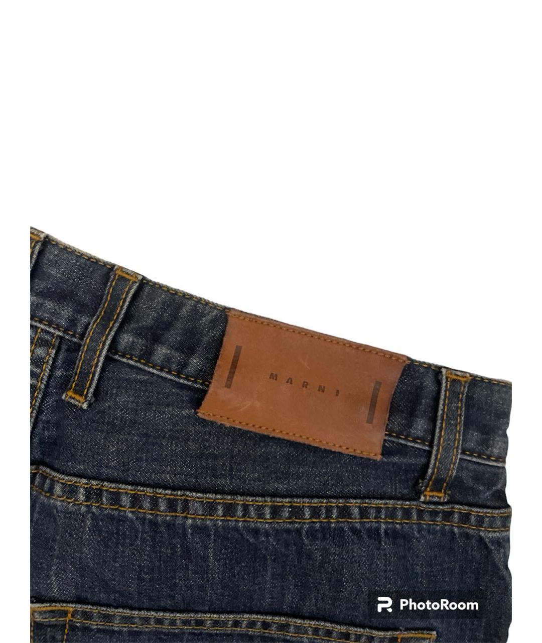MARNI Темно-синие хлопковые прямые джинсы, фото 5