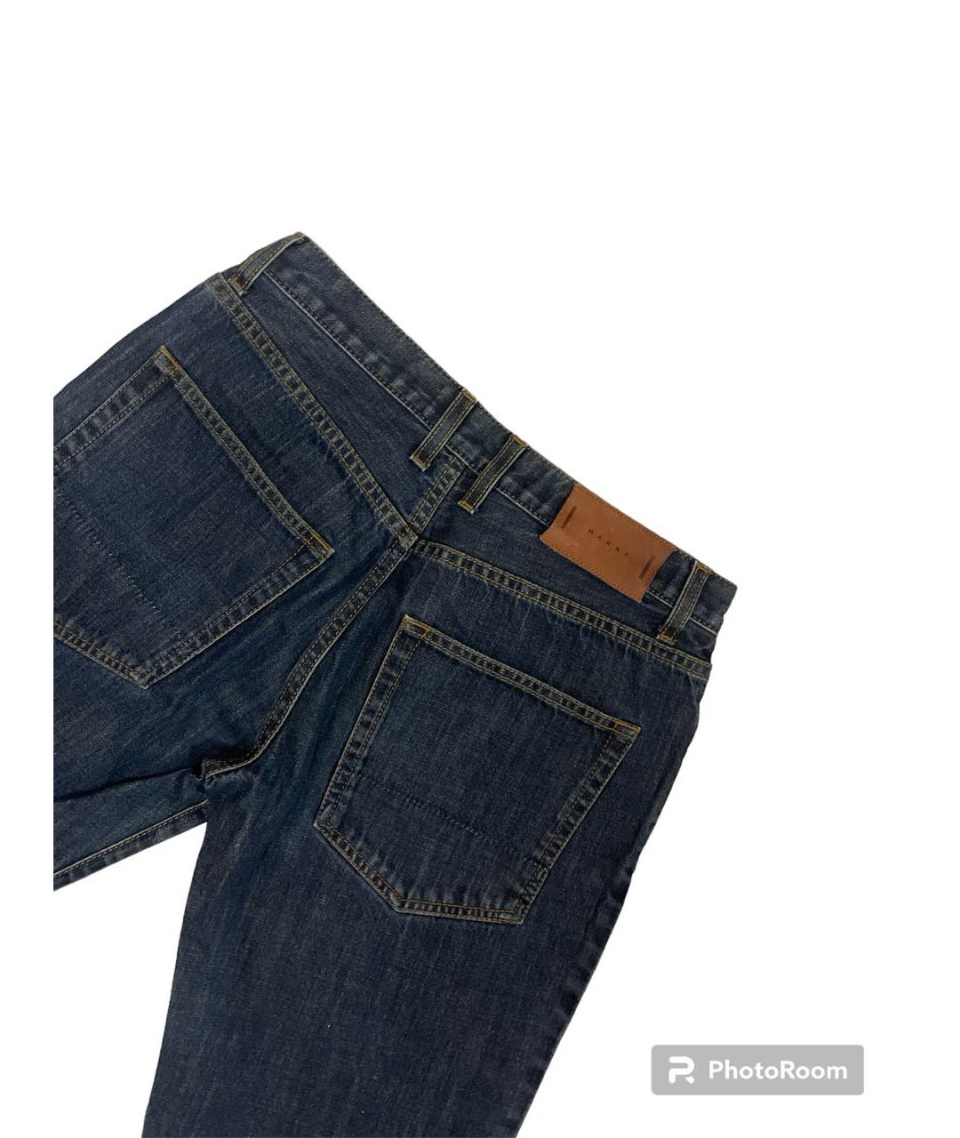 MARNI Темно-синие хлопковые прямые джинсы, фото 4