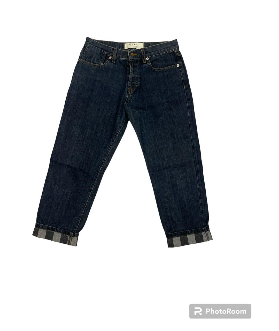 MARNI Темно-синие хлопковые прямые джинсы, фото 9