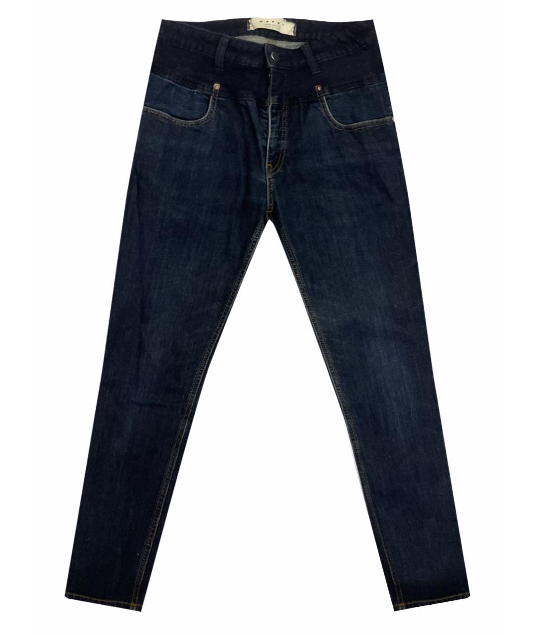 MARNI Темно-синие хлопковые прямые джинсы, фото 1