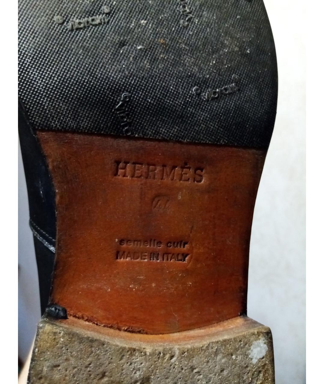 HERMES Черные кожаные высокие ботинки, фото 7