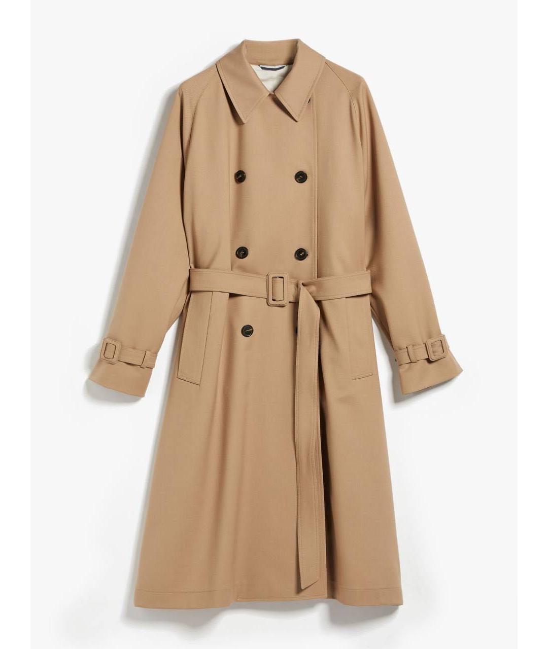 WEEKEND MAX MARA Коричневый шерстяной тренч/плащ, фото 9