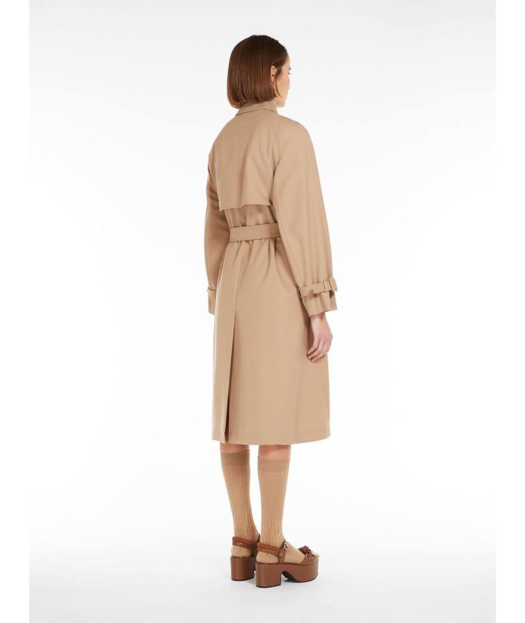 WEEKEND MAX MARA Коричневый шерстяной тренч/плащ, фото 2