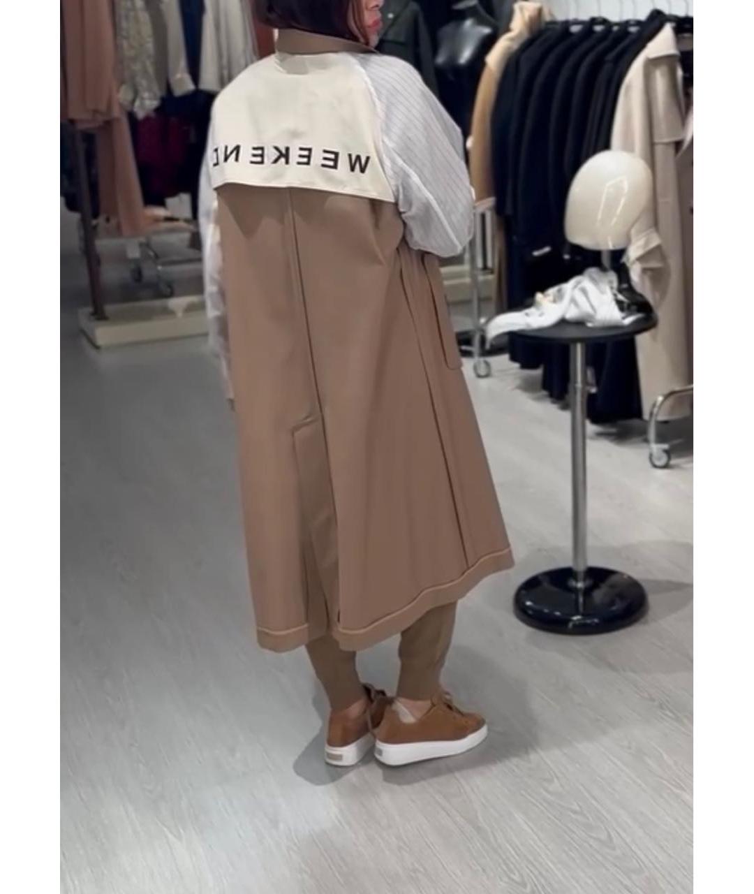 WEEKEND MAX MARA Коричневый шерстяной тренч/плащ, фото 5