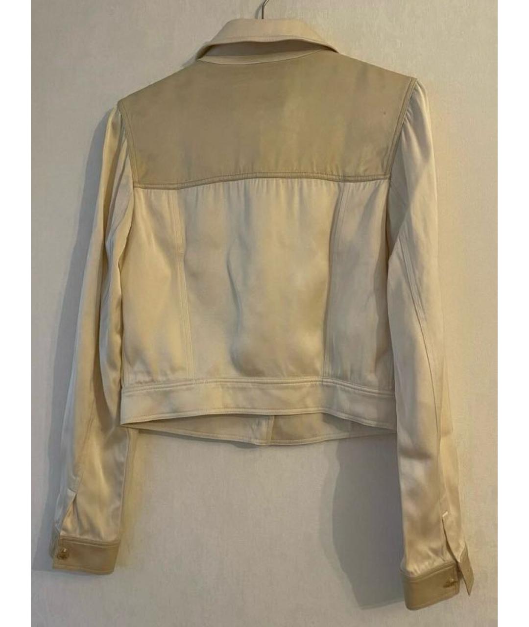 CHANEL PRE-OWNED Бежевый шелковый жакет/пиджак, фото 2