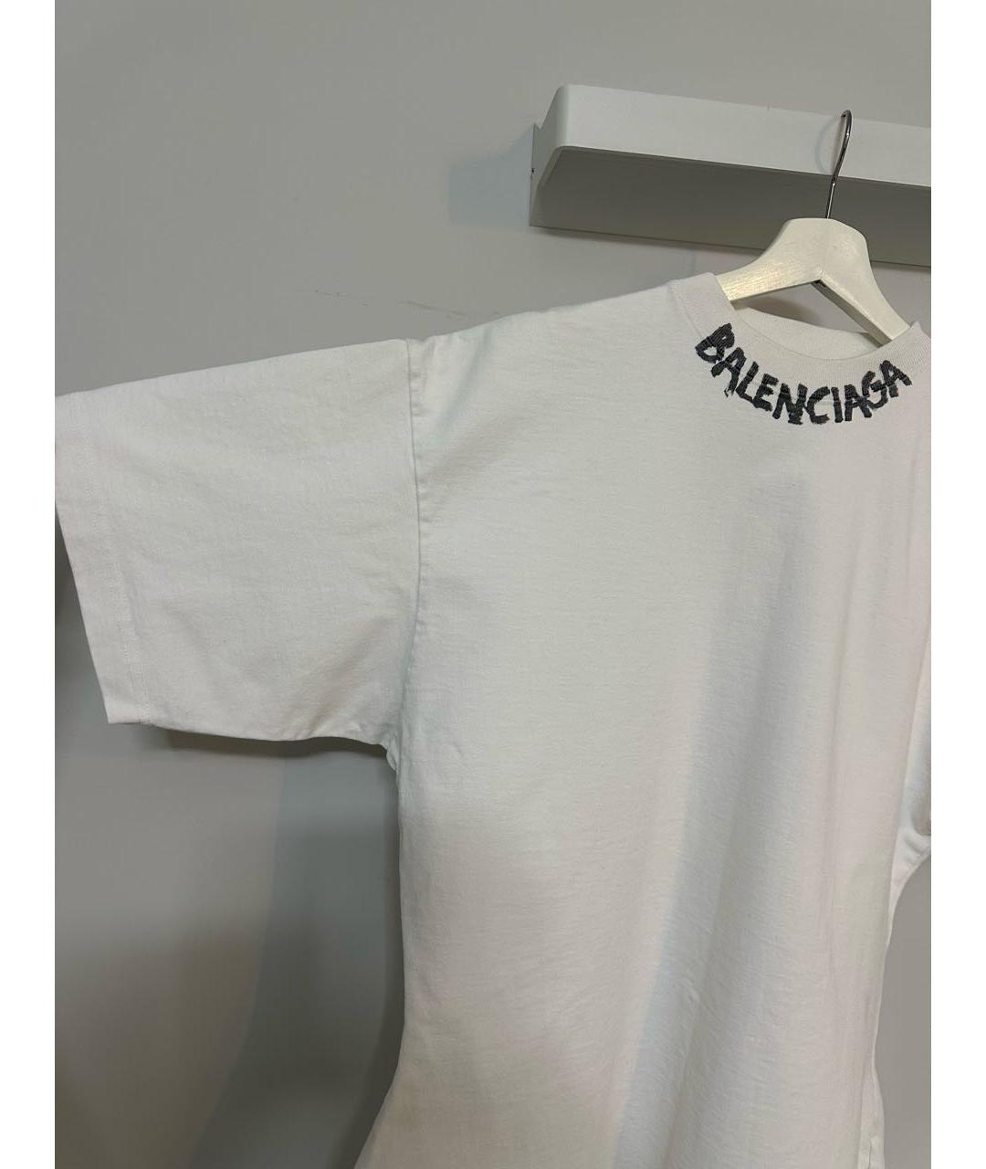 BALENCIAGA Белая хлопковая футболка, фото 4