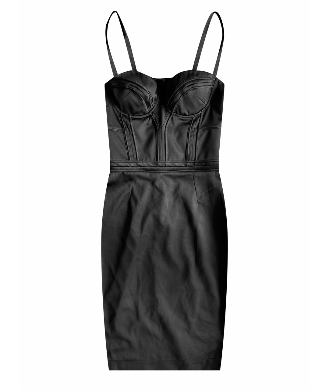 VERSACE Черное атласное коктейльное платье, фото 1