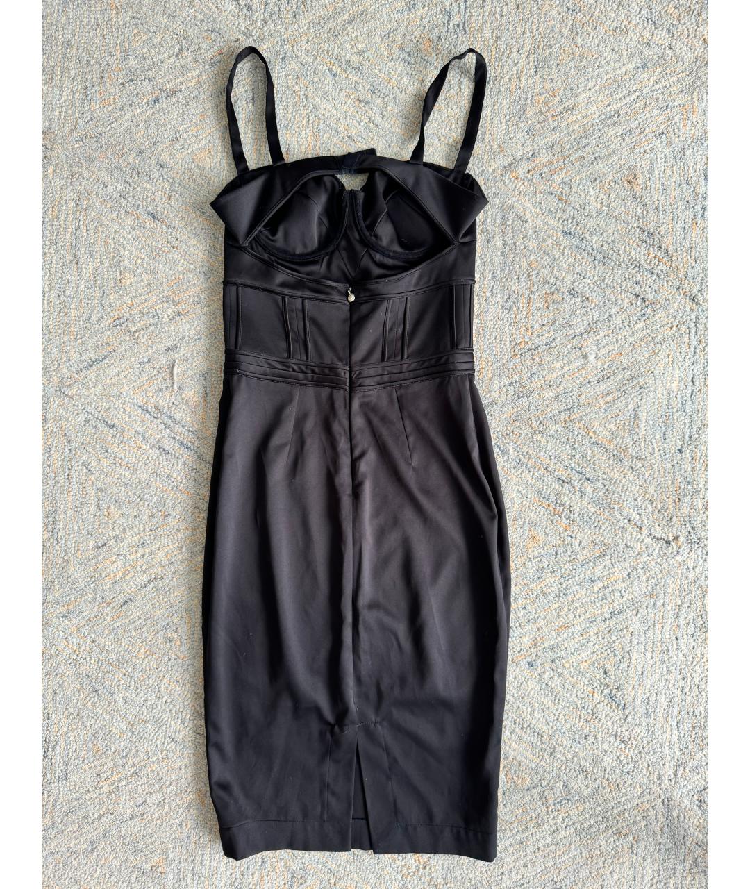 VERSACE Черное атласное коктейльное платье, фото 2