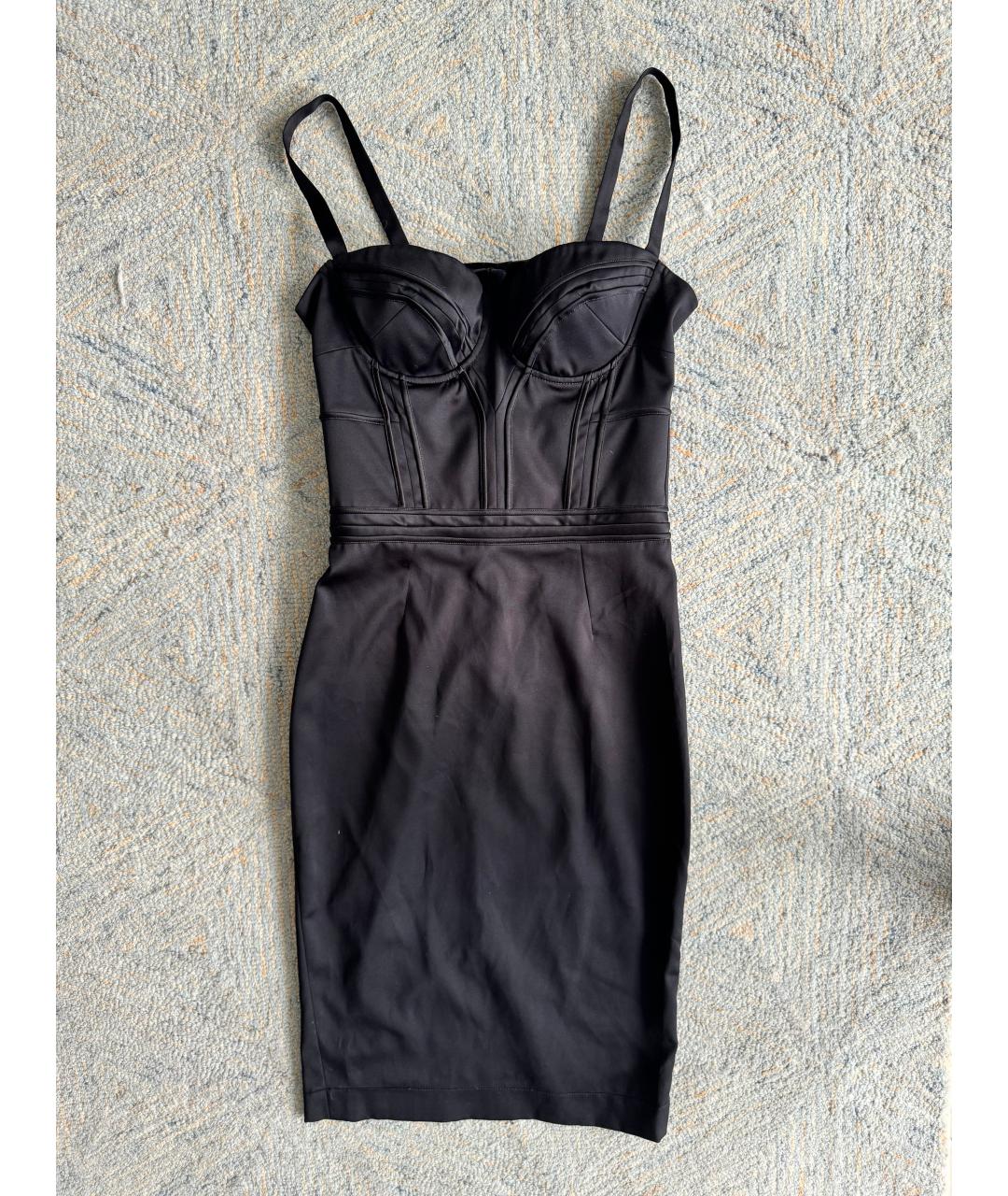 VERSACE Черное атласное коктейльное платье, фото 3