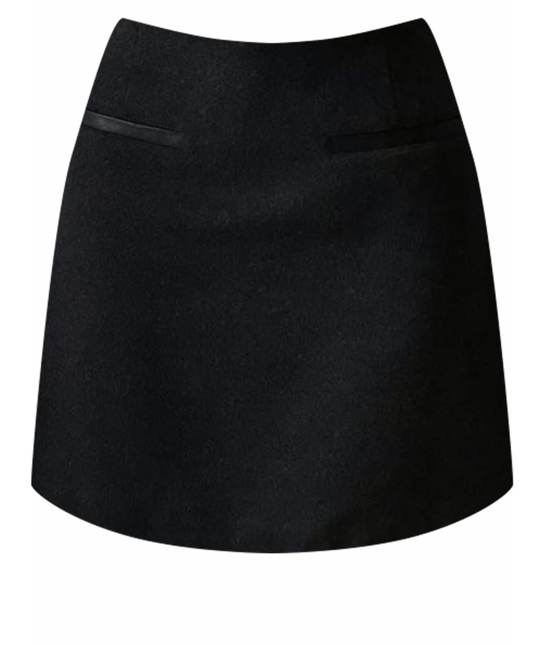 THEORY Антрацитовая шерстяная юбка мини, фото 1
