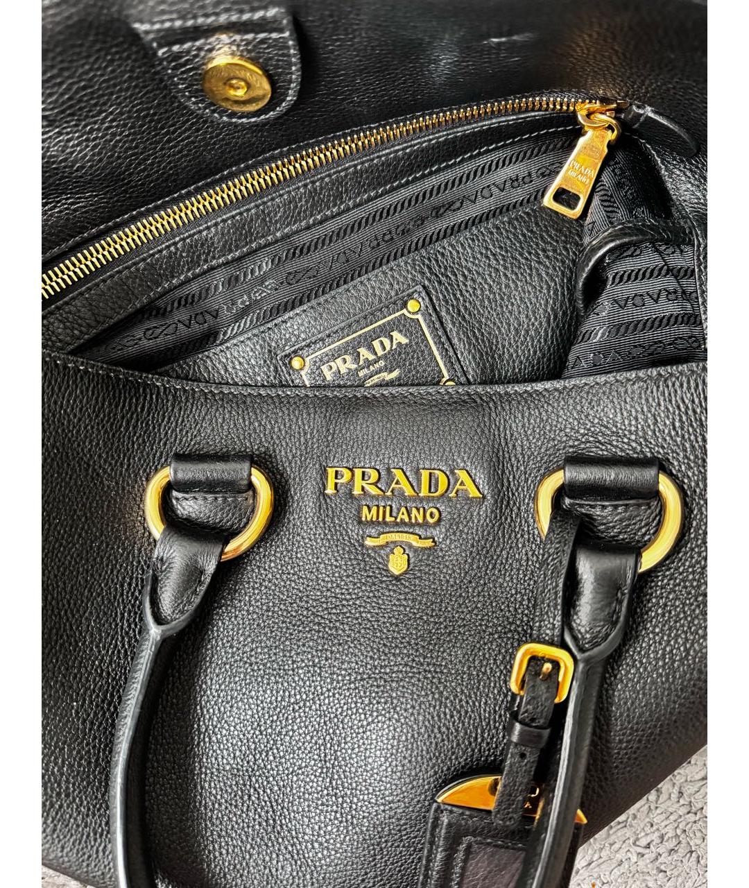 PRADA Черная кожаная сумка тоут, фото 3