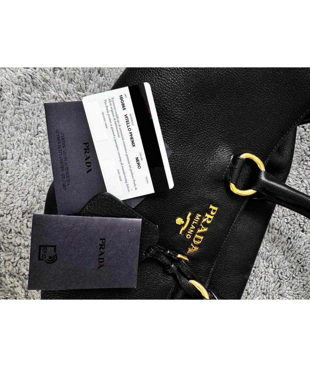 PRADA Черная кожаная сумка тоут, фото 4