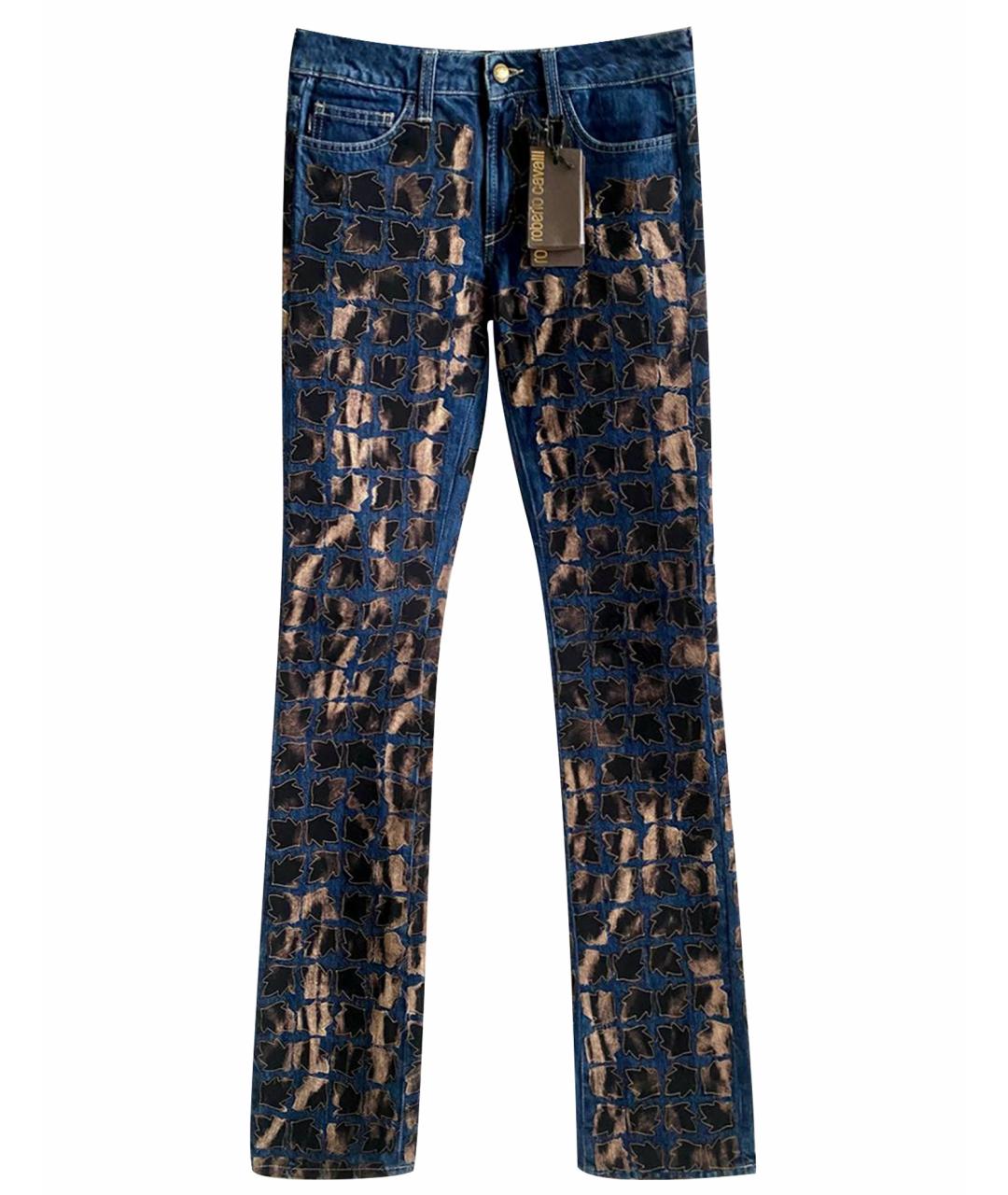 JUST CAVALLI Темно-синие хлопко-эластановые джинсы клеш, фото 1