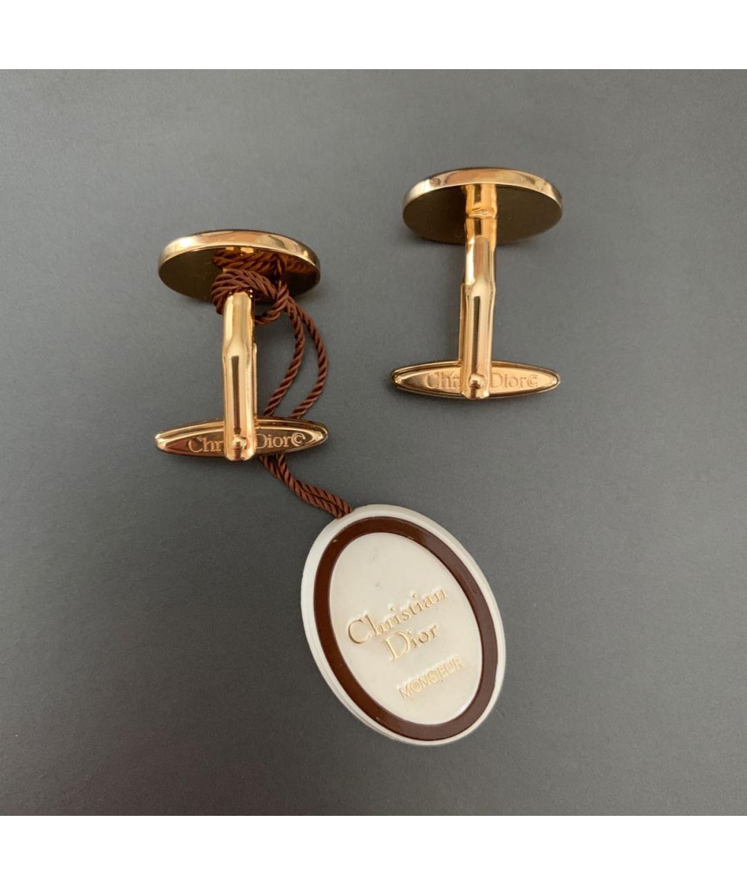 CHRISTIAN DIOR Золотые металлические запонки, фото 4