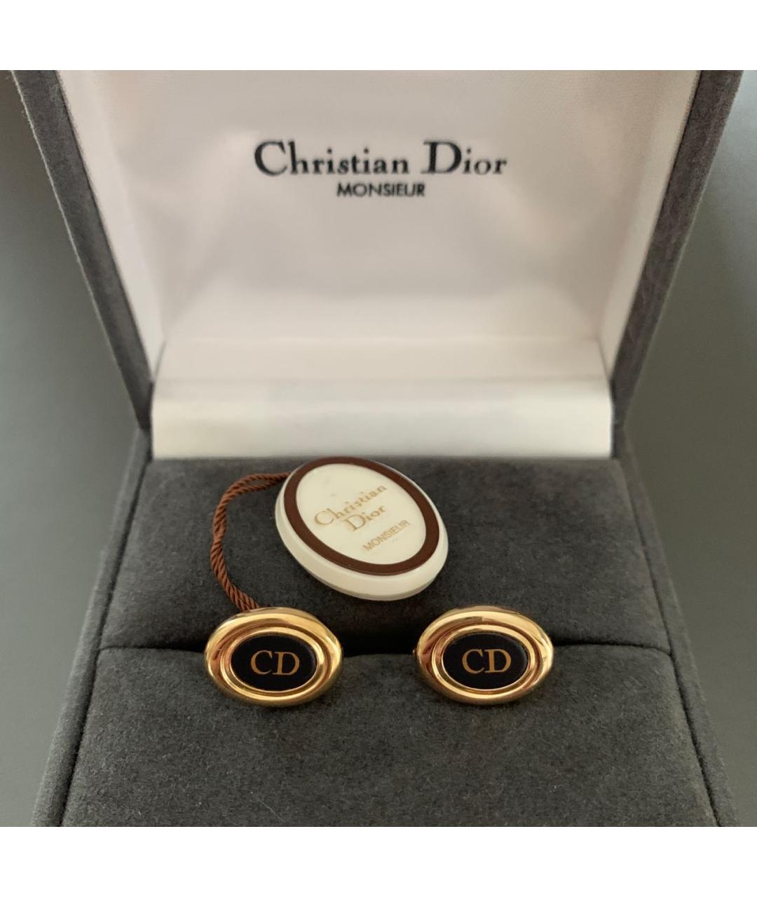 CHRISTIAN DIOR Золотые металлические запонки, фото 8