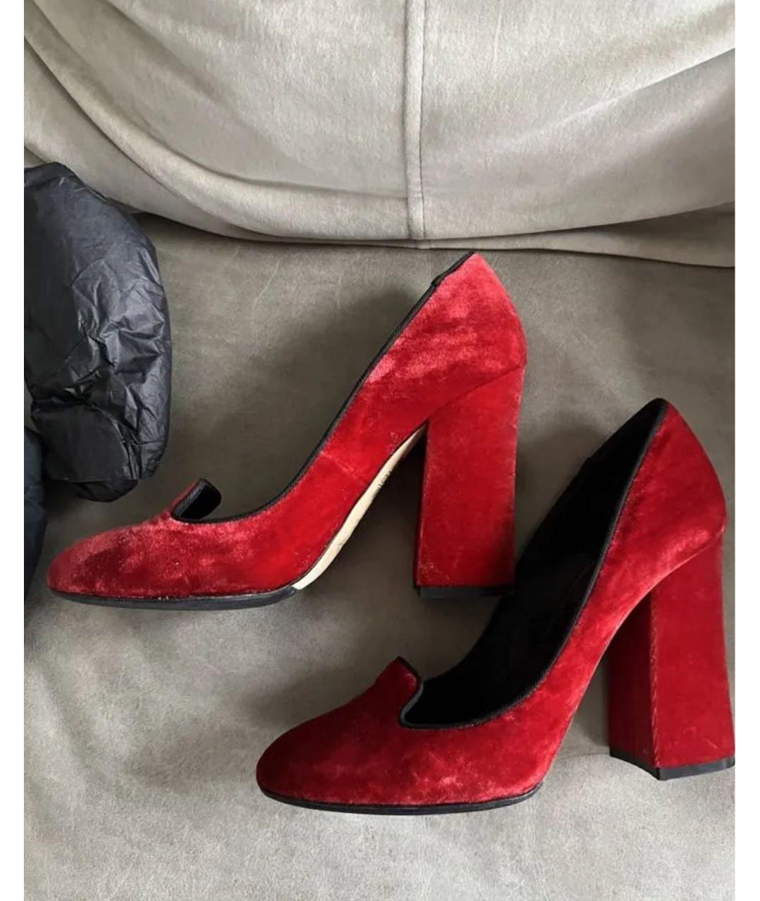 DOLCE&GABBANA Красные бархатные туфли, фото 4