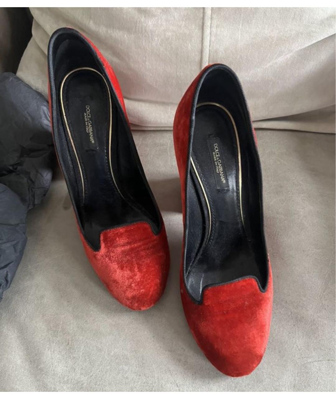 DOLCE&GABBANA Красные бархатные туфли, фото 2
