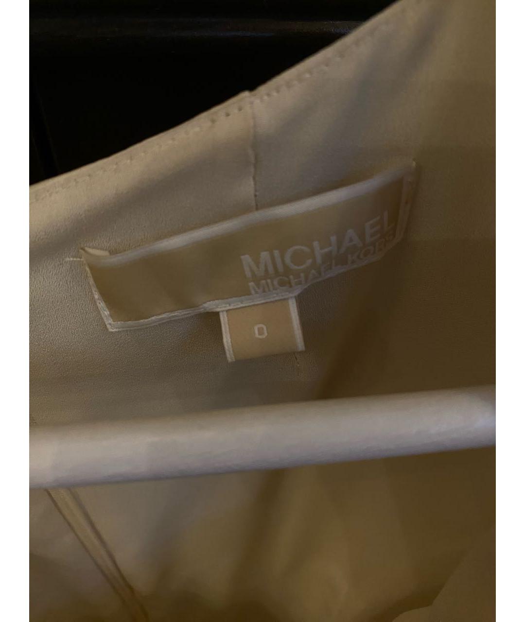 MICHAEL MICHAEL KORS Бежевое шелковое коктейльное платье, фото 4