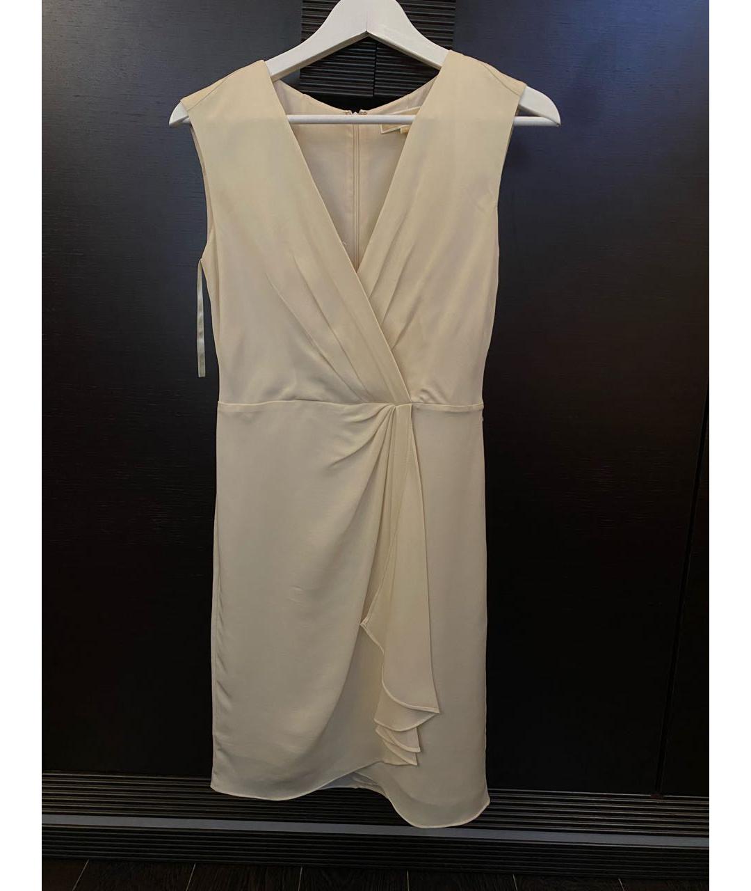 MICHAEL MICHAEL KORS Бежевое шелковое коктейльное платье, фото 7