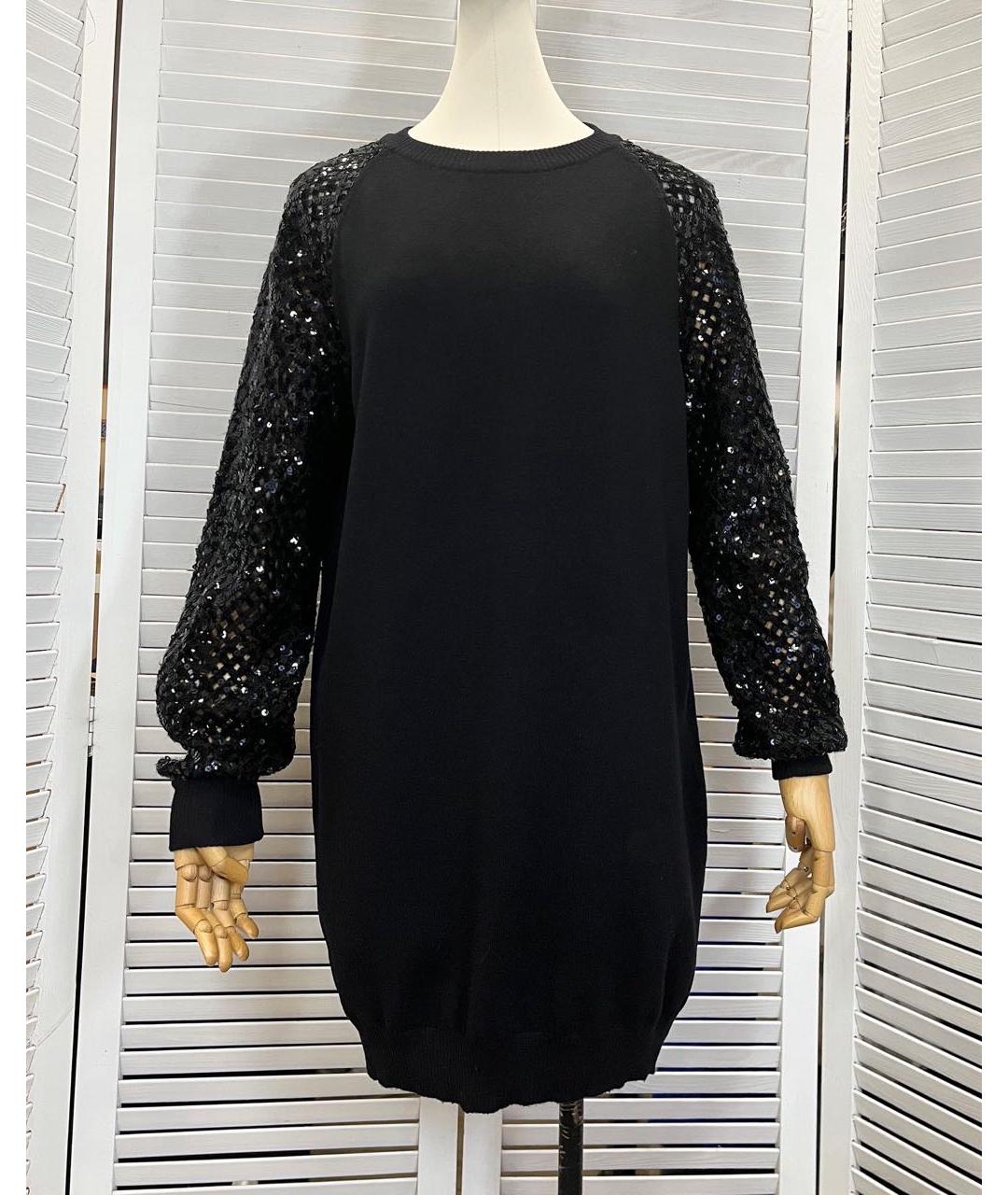 BOUTIQUE MOSCHINO Черное шерстяное повседневное платье, фото 9