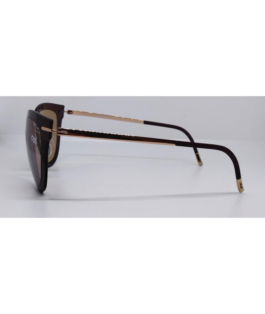 SILHOUETTE Коричневые металлические солнцезащитные очки, фото 4