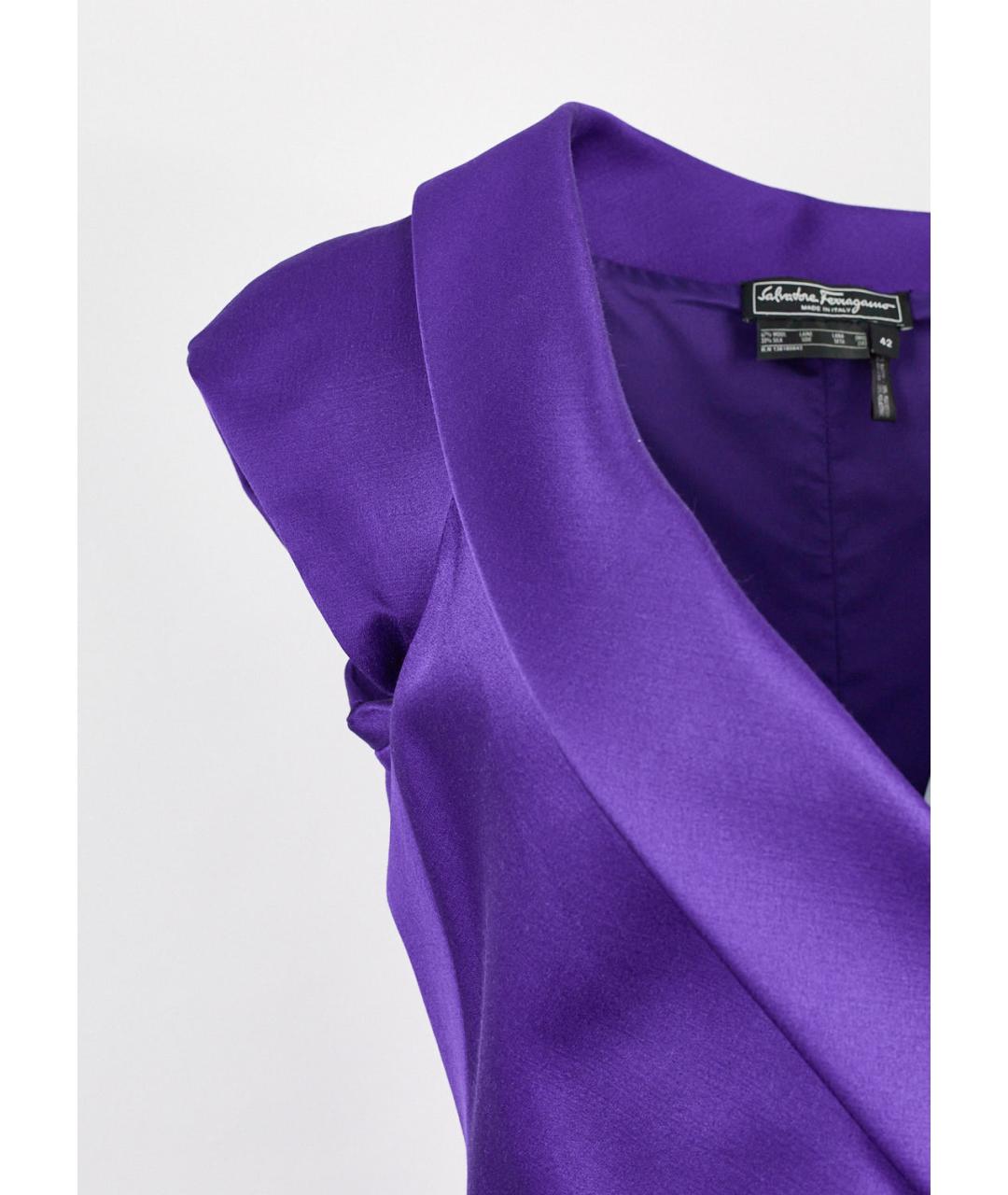 SALVATORE FERRAGAMO Фиолетовое шерстяное вечернее платье, фото 5