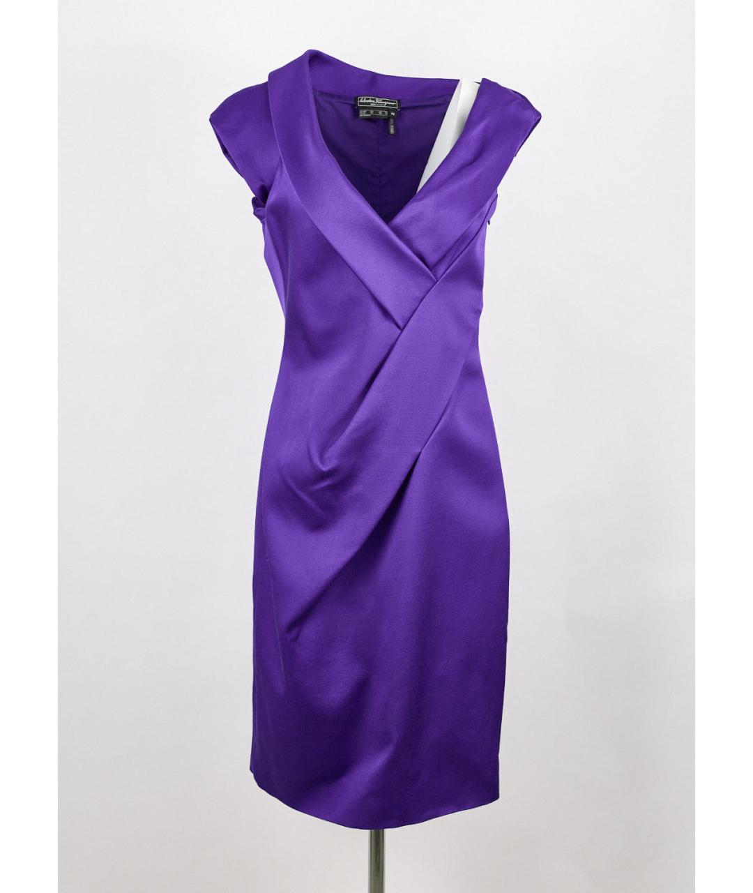 SALVATORE FERRAGAMO Фиолетовое шерстяное вечернее платье, фото 6