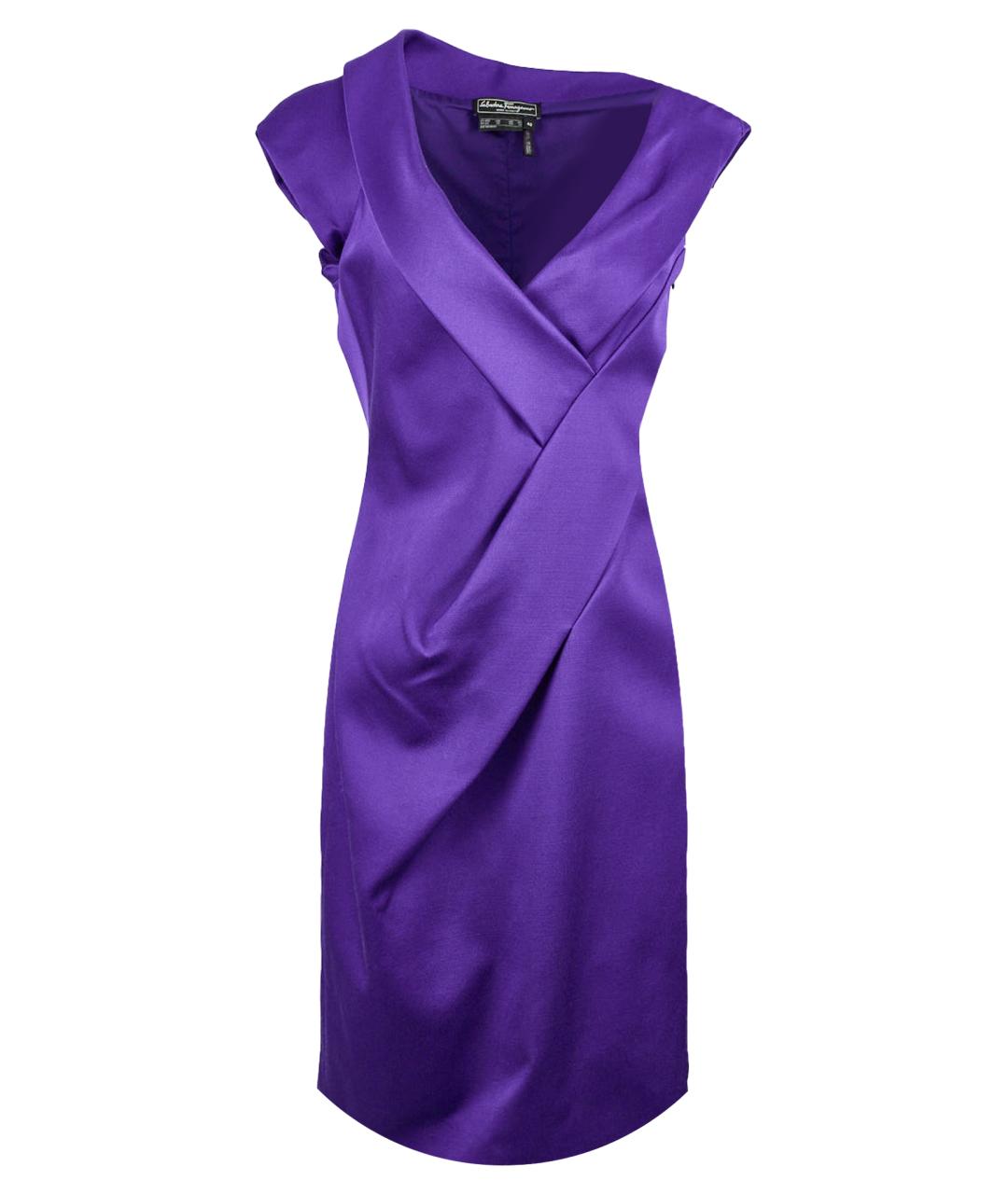 SALVATORE FERRAGAMO Фиолетовое шерстяное вечернее платье, фото 1