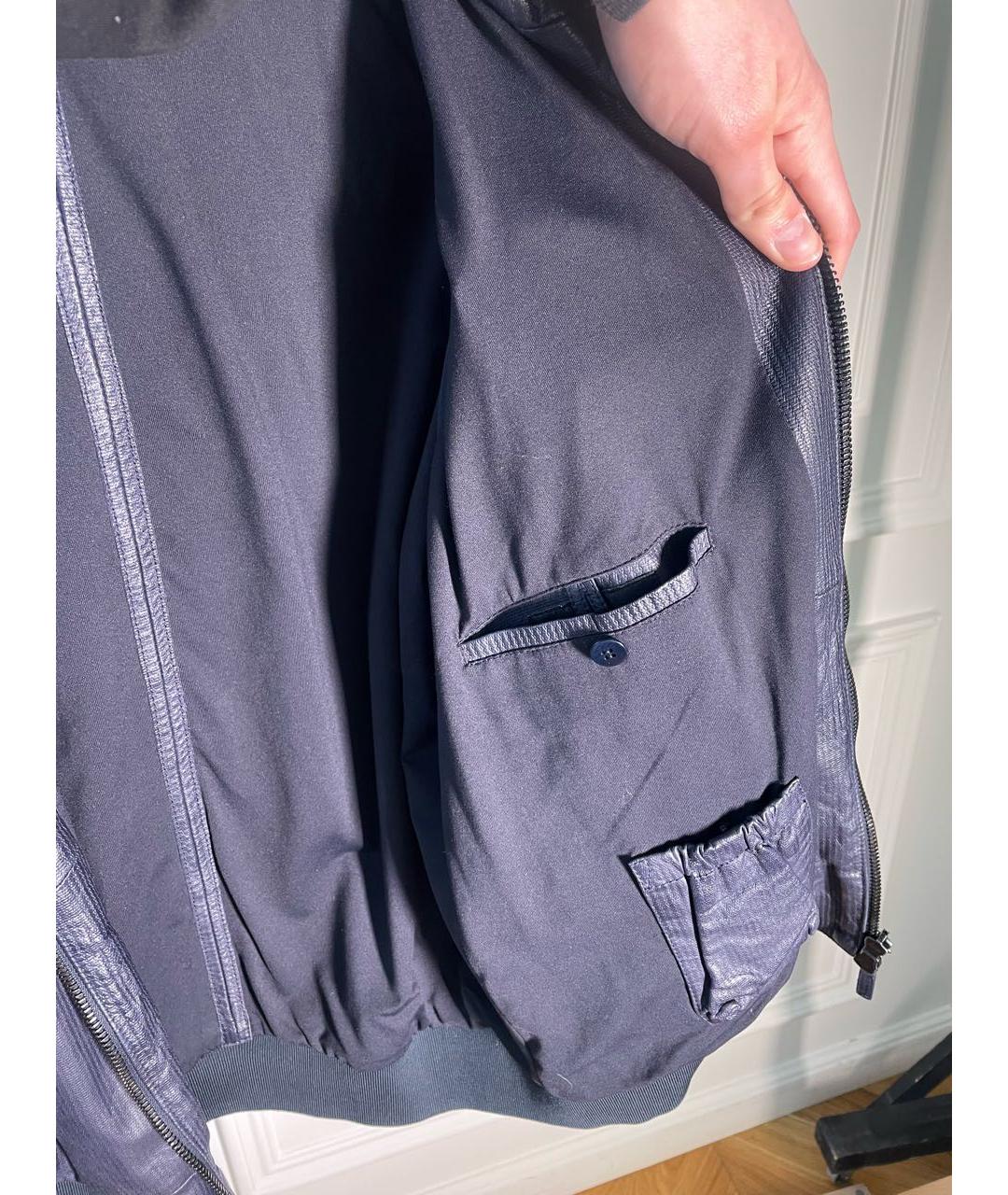 EMPORIO ARMANI Темно-синяя кожаная куртка, фото 5